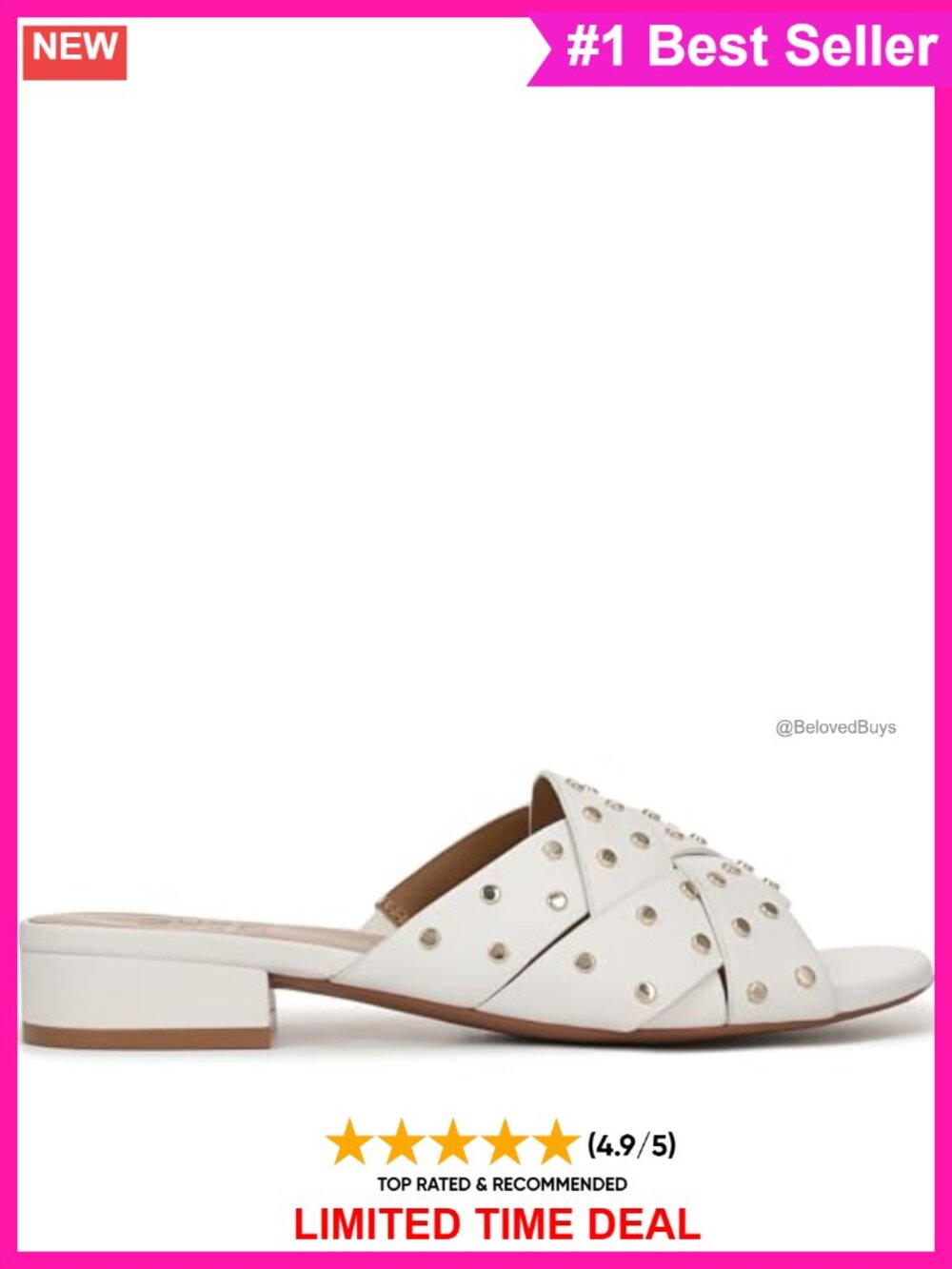 Naturalizer Morena Slide Sandals Leather Open Toe Block Heel Slip On - Picture 6 of 6